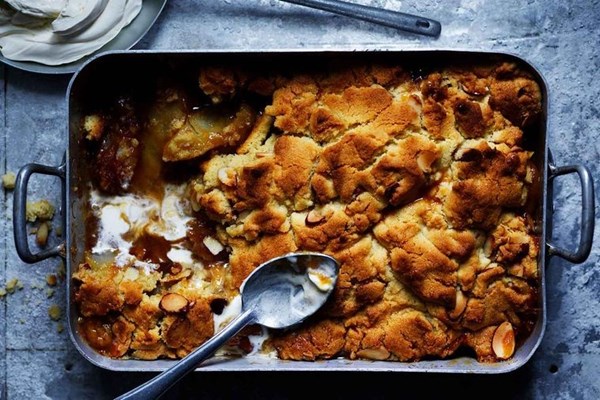 Pear & honey caramel cobbler