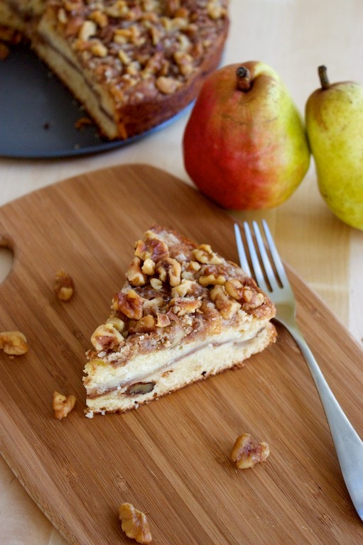 Pear & walnut sour cream coffee cake recipe Eat Your Books