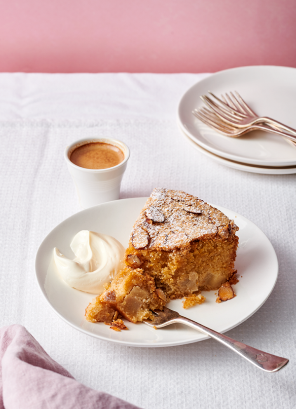 Pear, almond and polenta cake