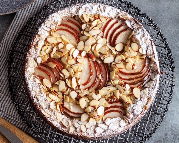 Pear-almond olive oil cake