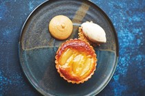 Pear and almond tart with Amaretto ice cream