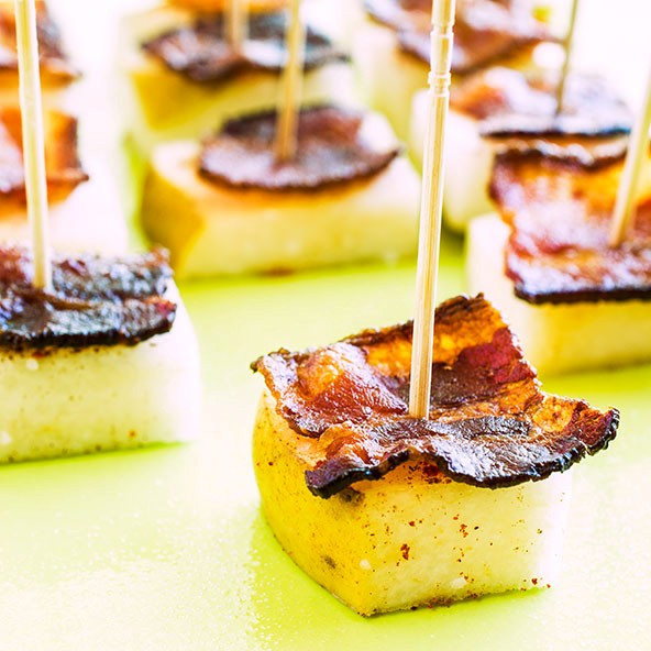 Pear and bacon bites