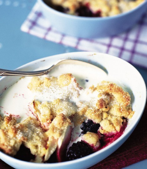 Pear and blackberry cobbler