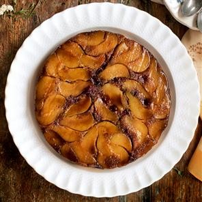 Pear and blueberry upside-down cake
