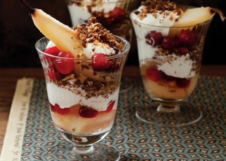 Pear and cranberry parfaits