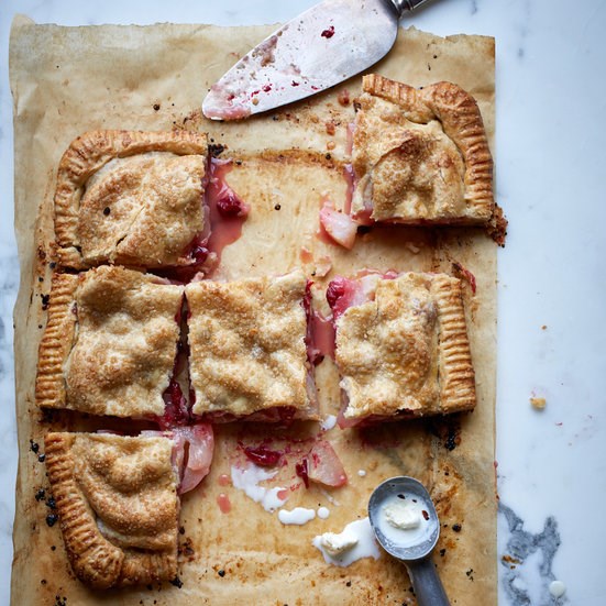 Pear-and-cranberry slab pie