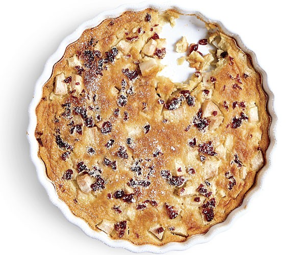 Pear and dried cranberry clafoutis