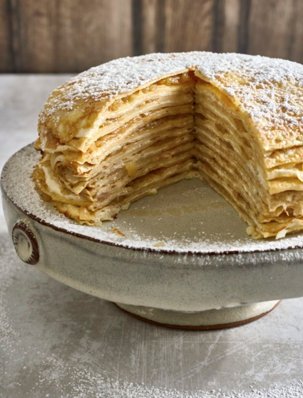 Pear and ginger cream cheese crèpe cake