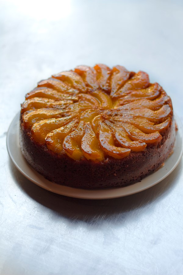 Pear and ginger upside-down cake