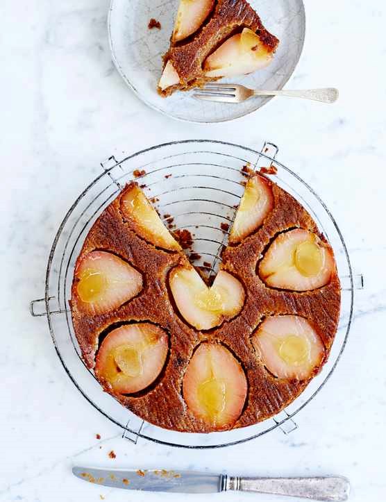 Pear and ginger upside-down cake