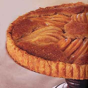 Pear and hazelnut frangipane tart