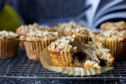Pear and hazelnut muffins