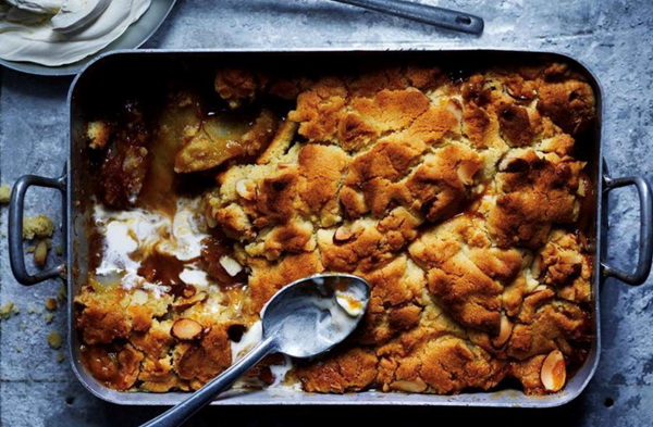 Pear and honey caramel cobbler