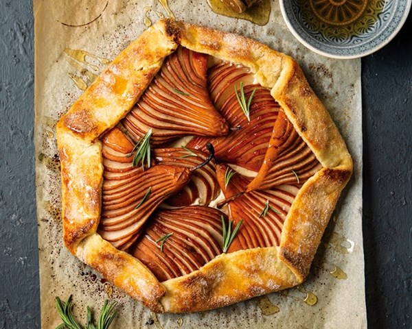 Pear and honeyed goat cheese galette [honeyed goat cheese filling]