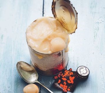 Pear and lychee sorbet with saké