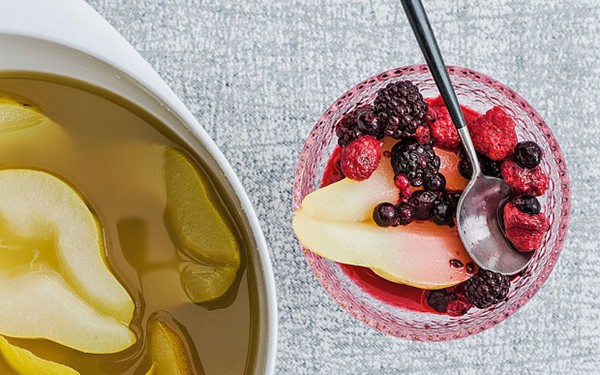 Pear and mixed-berry compote