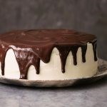 Pear and parsnip cake with salted honey buttercream and chocolate ganache