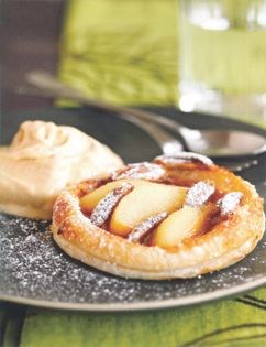 Pear and pecan tarts with speedy banoffee ice-cream