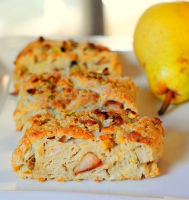Pear and pistachio scones