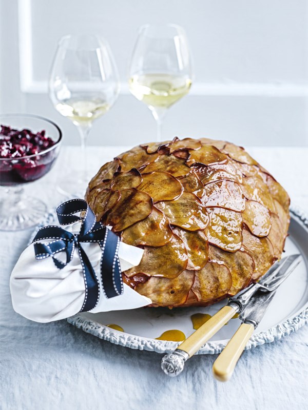 Pear and quince glazed ham