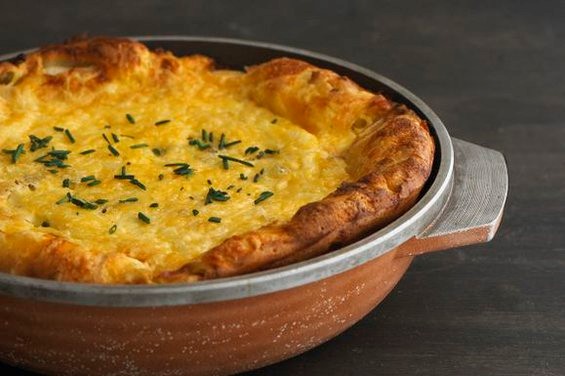 Pear and smoked Gouda Dutch baby