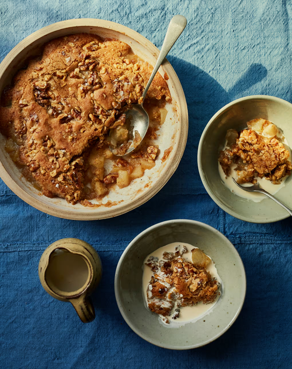 Pear and walnut pudding
