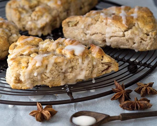 Pear chai spiced scone with spiced pear glaze