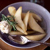 Pear compote with almond cream