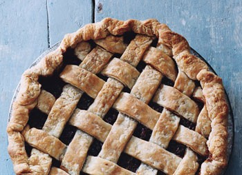 Pear-cranberry mincemeat lattice pie