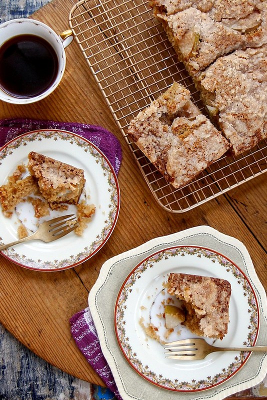 Pear crumble coffee cake