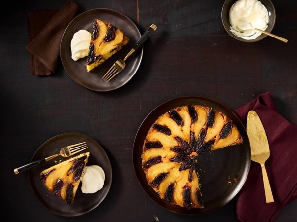 Pear-date upside-down cake 