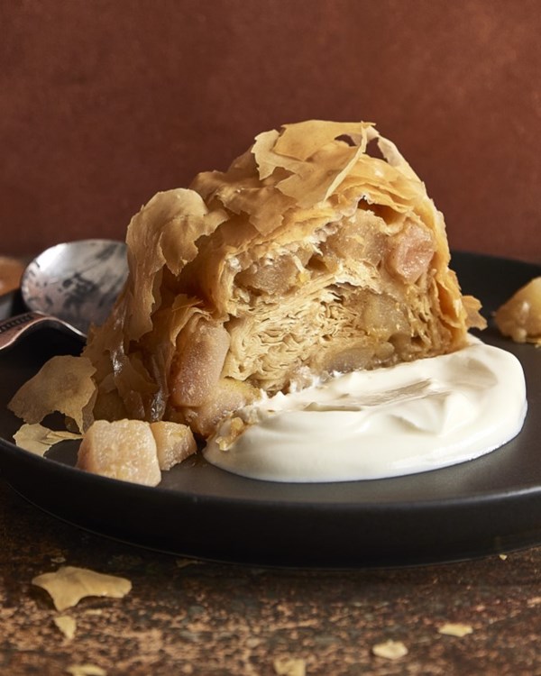 Pear, ginger and cardamom strudel