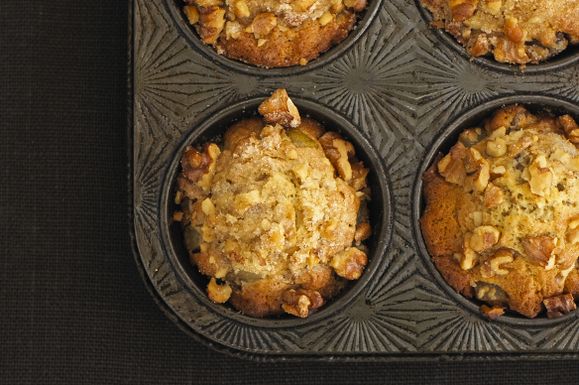 Pear ginger walnut muffins