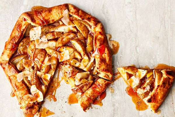 Pear, honey, and Parmigiano-Reggiano tart