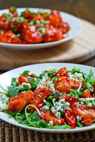 Pear kimchi and blue cheese salad