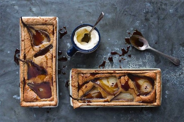 Pear, maple syrup & brown butter pies with cinnamon spelt crust