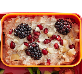 Pear, nut & blackberry Bircher 