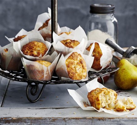 Pear, saffron and browned butter muffins