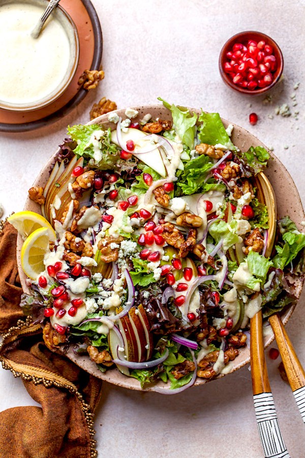 Pear salad with roasted pear vinaigrette
