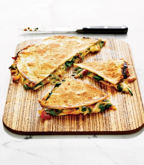 Pear, Stilton and sweet tomato quesadillas