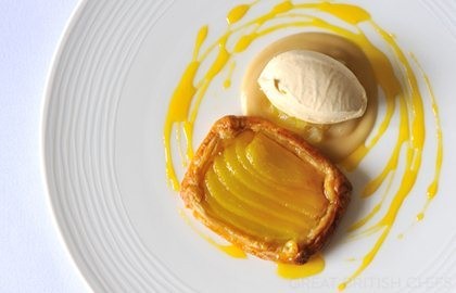 Pear tart and Tregothnan Earl Grey tea ice cream