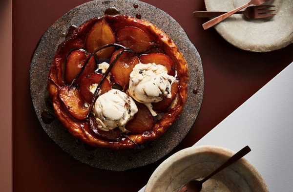 Pear tarte Tatin with mocha ice cream