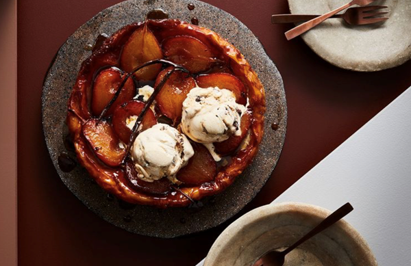 Pear tarte Tatin with mocha ice cream