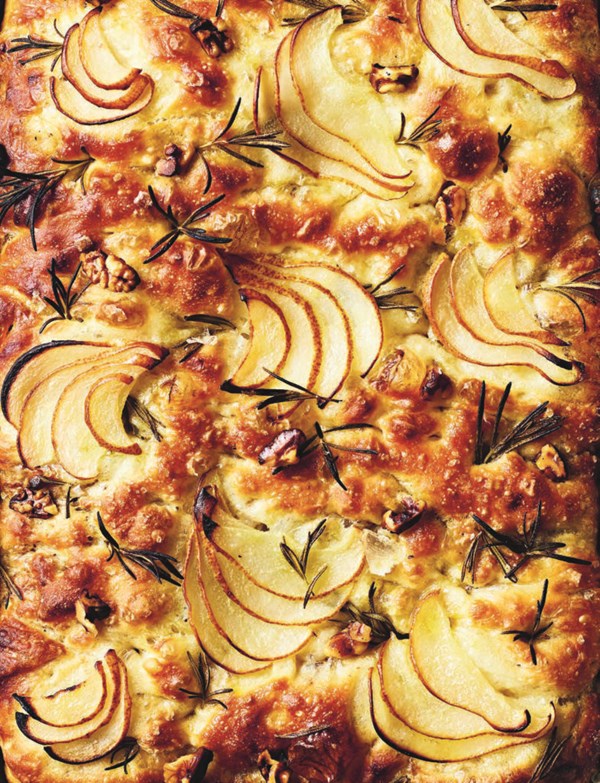 Pear, walnut & rosemary focaccia