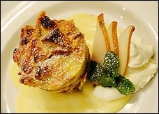 Pear-white chocolate bread pudding