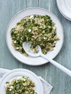 Pearl barley and mushroom risotto with goats' cheese