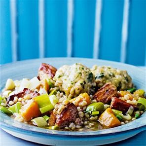 Pearl barley, bacon and leek casserole 