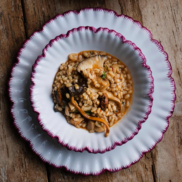 Pearl barley, mushrooms, thyme