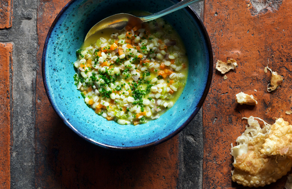 Pearl barley soup with Moscato d'Asti