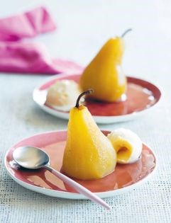 Pears poached in ginger wine